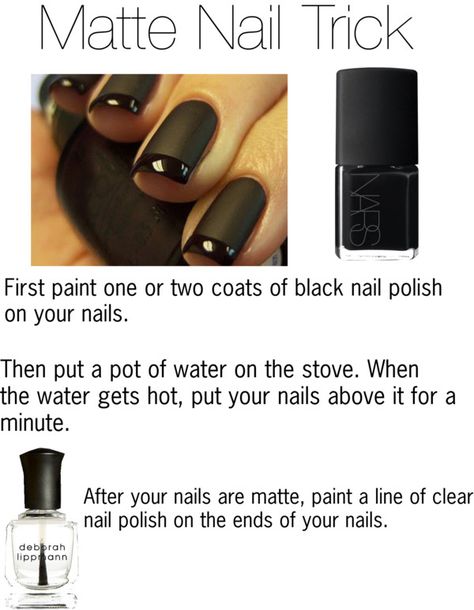 "Matte Nail Trick" by jennaf1217 on Polyvore Nail Polish Tips, Matte Nail Polish, Matte Nail, Black Nail Polish, Nail Health, Clear Nails, Matte Nails, Trendy Nails, Diy Nails