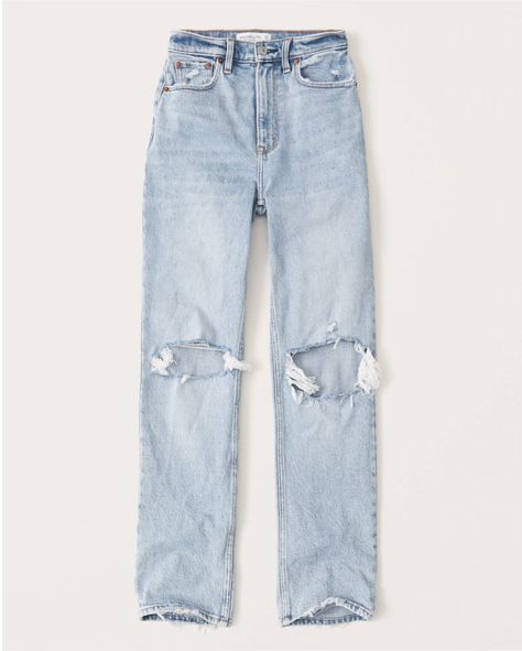 Best Mom Jeans, Abercrombie (women), High Rise Straight Jeans, Abercrombie Jeans, Women's Bottoms, Jean Trends, Abercrombie And Fitch Jeans, Simple Trendy Outfits, Jeans Light