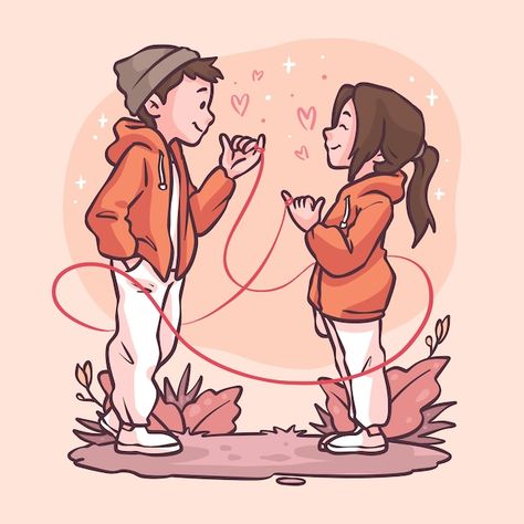 Cute Love Art Couples, Relationship Cute Illustration, Long Distance Illustration Couple, Healthy Relationship Drawing, Promise Day Drawing, Illustration Art Couple Relationships, Love Illustration Art Couple, Couples Illustration Art, Cute Drawings Couples