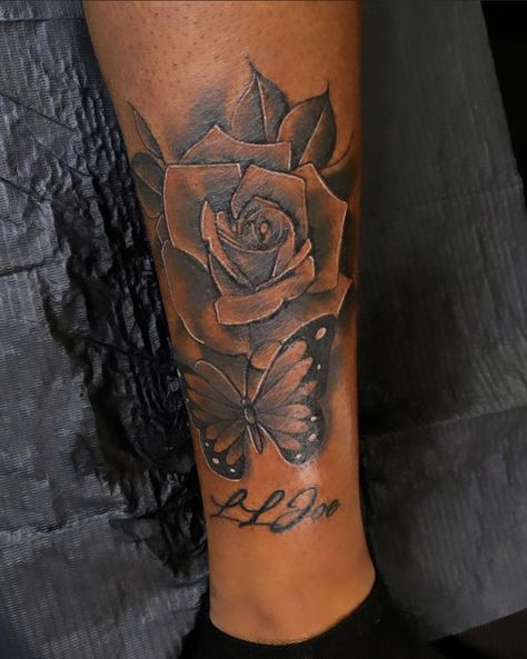 Dark Skin Tattoos Women, Butterfly Leg Tattoo, Butterfly Tats, Butterfly Leg Tattoos, Calf Tattoos For Women, Dark Skin Tattoo, Arm Tats, Pisces Tattoos, Tattoos For Women Flowers