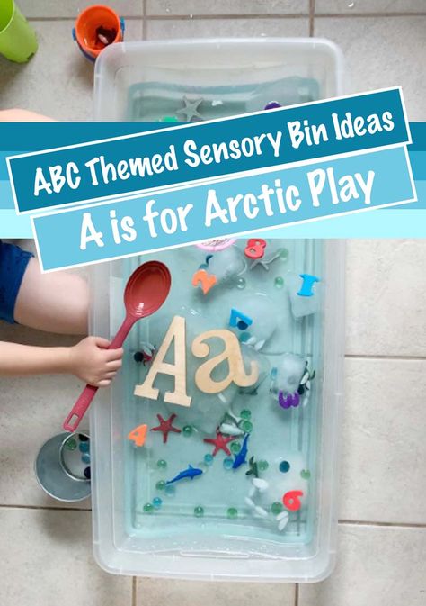 Letter A is for Arctic Play Sensory Bin Ideas Sensory Bin Ideas, Sensory Bin Play, Tactile Activities, Ideas For Preschoolers, Best Toddler Toys, The Letter A, Teaching Toddlers, The Learning Experience, Sensory Bin