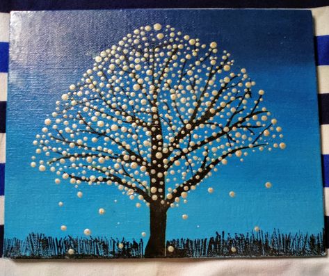 Dot Painting Easy, Painting Shading, Tree Acrylic Painting, Painting Mandala, Glass Painting Patterns, Art Pole, Simple Tree, Simple Painting, Do A Dot