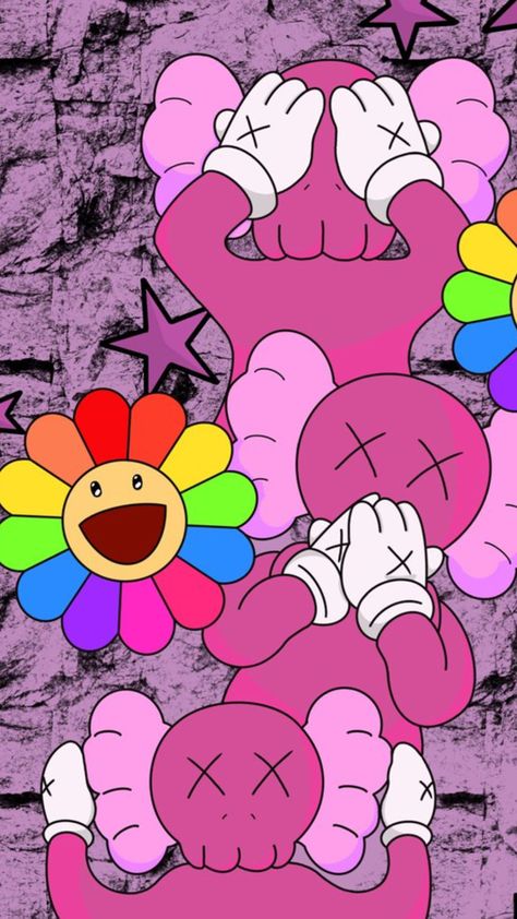 Takashi Murakami Wallpaper, Kaws Widget, Murakami Wallpaper, Pink Kaws, Kaws Iphone Wallpaper, American Wallpaper, Pretty Wallpaper Ipad, Kaws Wallpaper, Michael Jackson Funny