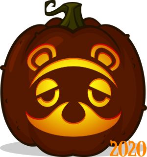 Tom Nook Pumpkin Carving, Kirby Pumpkin Carving Stencil, Soot Sprite Pumpkin Carving, Pumpkin Carving Animal Crossing, Pumpkin Carving Ideas Animal Crossing, Animal Crossing Jack O Lantern, Craving Pumpkin Stencils, Nerdy Pumpkin Carving, Nintendo Pumpkin Carving