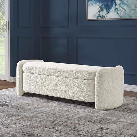 Amazon.com: Modway Nebula Boucle Upholstered Storage Bench in Ivory : Everything Else Boucle Bench, Accent Bench, Velvet Bench, Teen Bedroom Furniture, Door Hardware Interior, Upholstered Storage Bench, Entryway Bedroom, Nursery Furniture Sets, Teen Bedding