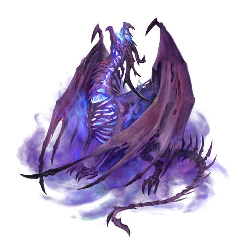 Wyrmwraith Undead Dragon - Pathfinder 2E PFRPG DND D&D 3.5 5E d20 fantasy Solar Dragon Dnd, Undead Dragon Art, Evil Dragon Art, Pathfinder Dragon, Undead Dragon, Dragon Fantasy Art, Space Dragon, Pathfinder 2e, Ice Dragon