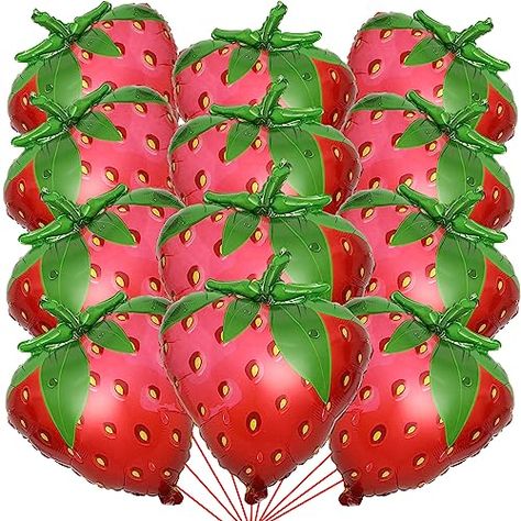 Strawberry Baby Shower Theme, Strawberry Balloons, Strawberry Party Decorations, Fruit Party Decorations, Balloons Decor, Fest Temaer, Summer Party Themes, Anniversary Party Decorations, Strawberry Baby