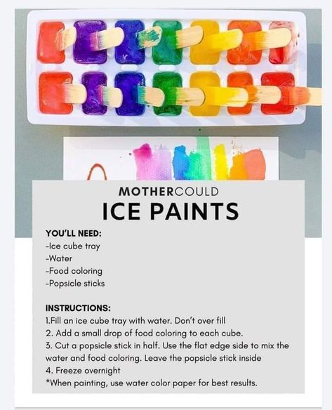 Ice Painting, Toddler Arts And Crafts, Baby Learning Activities, Daycare Activities, Daycare Crafts, Toddler Art, Toddler Learning Activities, Toddler Fun, Popsicle Sticks