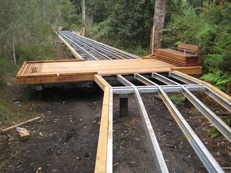 Wood Walkway, Wooden Path, Garden Steps, Outdoor Stairs, Playground Design, Forest Garden, Wood Deck, Environment Design, Built Environment