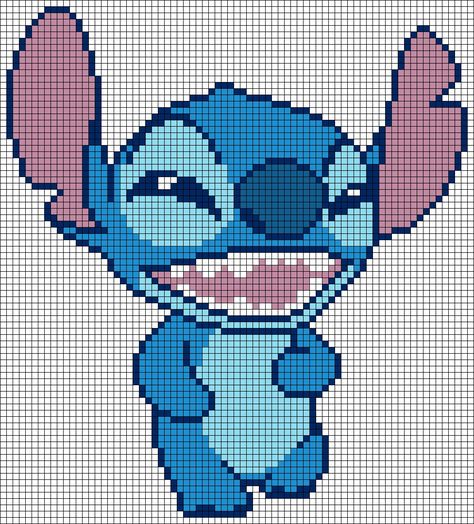 Ponto cruz Stitch cross stitch pattern Lilo And Stitch Graphgan, Stitch Disney Pixel Art, Pixel Art Disney Stitch, Stitch Perler Beads, Pixel Art Stitch, Disney Pixel Art, Pixel Art Disney, Keychain Patterns, Bracelets Bead