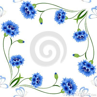 Blue cornflowers with butterflies on a white background, seamless pattern, beautiful illustration. Beautiful Illustration, Pottery Classes, Floral Background, Seamless Pattern, Seamless Patterns, White Background, Butterflies, Tapestry, Clip Art