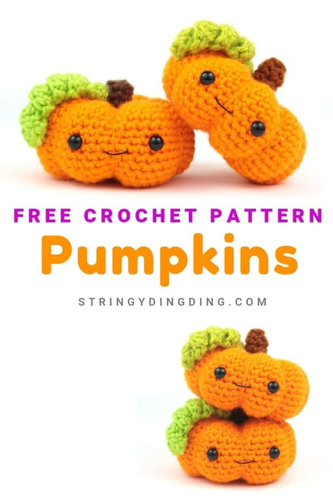 You can crochet so many cute pumpkins with this free amigurumi pattern! Visit our site to make it. Pumpkin Amigurumi, Crocheted Pumpkins, Start Crocheting, Fall Crochet Patterns, Halloween Crochet Patterns, Pola Amigurumi, Crochet Food, Crochet Amigurumi Free Patterns, Crochet Amigurumi Free