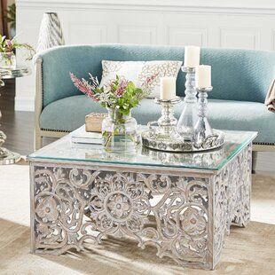 Mediterranean Theme, Coffee Table Glass, Table Glass, Carved Furniture, Coffee Table Styling, Comfy Sofa, Coffee Table White, Coffee Table Wayfair, Living Room Spaces