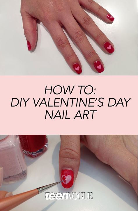 Vday Nails, Heart Nail Designs, Heart Nail Art, Nail Art For Beginners, Valentine Nail Art, Painted Hearts, Heart Nails, Valentines Day Hearts, Simple Valentine