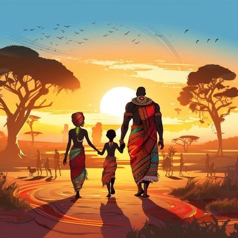 African Couple Art, Kenyan Art, Ecclesiastes 4 12, African Sunrise, Argentina Map, Africa Art Design, African American Artwork, African Artwork, Afrique Art