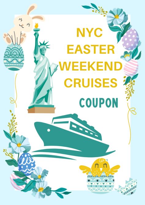 New York City Easter Weekend Cruises Coupon Promo Code Easter In New York City, New York Harbor, New York City Vacation, Yacht Party, Ellis Island, Manhattan Skyline, Skyline View, Waterfront Property, Easter Weekend