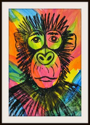 adapted art - paint layer, then drawing layer Kids Canvas Painting, Painting Ideas For Kids, Gorillas Art, Zoo Theme, Animal Art Projects, Arte Grunge, 4th Grade Art, 3rd Grade Art, Jungle Art