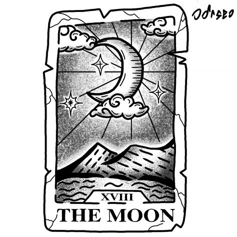 La Luna Tattoo, Luna Tattoo, Moon Tarot Card, Tarot Tattoo, The Moon Tarot Card, The Moon Tarot, Tattoo Stencils, Tarot Card, Tattoos And Piercings