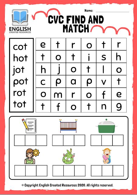 CVC Words Find and Match Worksheets Cvc Find And Match Worksheets, Cvc Matching Worksheet, Phonics Rhymes, English Created Resources, Word Puzzles For Kids, Cvc Worksheets, Phonics Worksheets Free, Cvc Words Worksheets, Cvc Activities