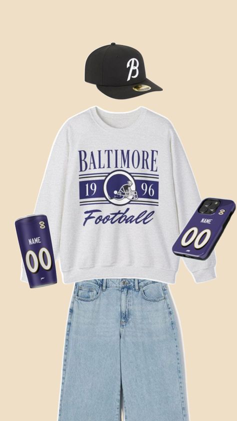 Football Game Day Outfit, Football Names, Gameday Outfits, Baltimore Ravens Football, Day Outfit Ideas, Ravens Football, Game Day Outfit, Nfl Games, Team Jersey