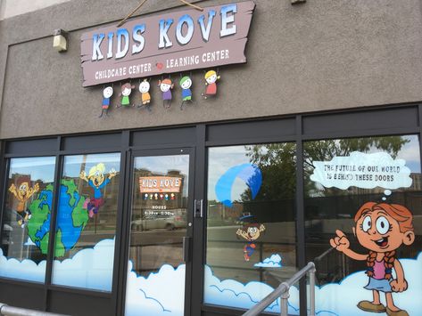 Kids Kove Daycare Building and Window signage Daycare Building, Window Signage, Daycare Design, Window Graphics, Childcare Center, Pre School, After School, Childcare, Our World