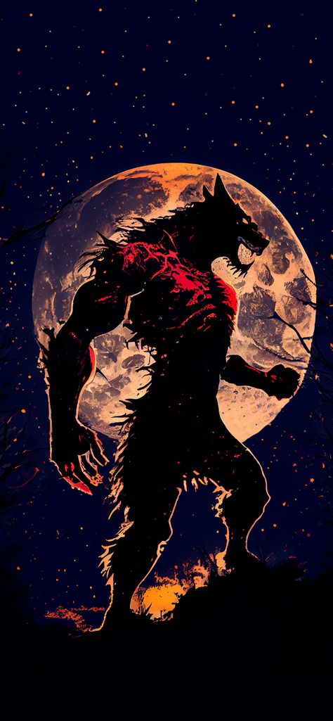 Werewolf Aesthetic Wallpaper, Cool Werewolf, Werewolf Wallpaper, Werewolf Moon, Moon Wallpapers, Werewolf Aesthetic, Moonlight Painting, Wolf Artwork, Dark Wallpapers