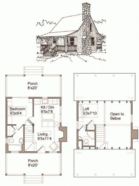 Tiny House Plans Free, Small Cabin Plans, House Plan With Loft, Little House Plans, Free House Plans, Best Tiny House, Cabin Floor Plans, Small House Floor Plans, Cabin House Plans