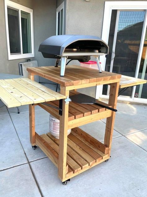 Diy Grill Table, Pizza Station, Pizza Oven Outdoor Diy, Bbq Stand, Pizza Oven Outdoor Kitchen, Oven Outdoor, Grill Stand, Diy Pizza Oven, Grill Cart