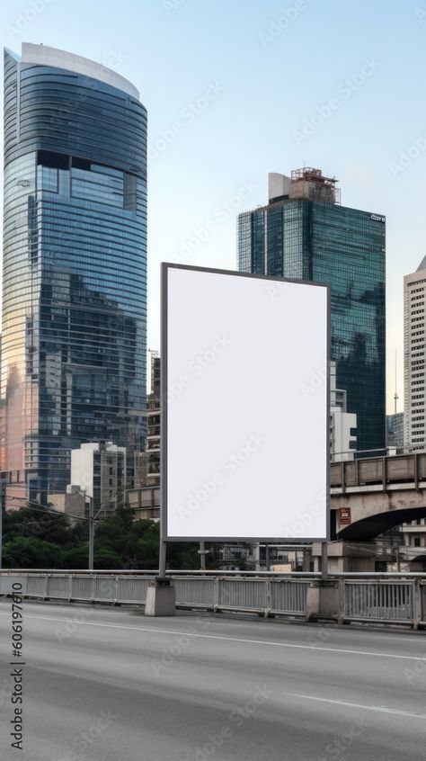 Empty Billboard, Billboard Mockup, Vector Portrait, On The Side, Adobe Stock, Art Ideas, Mockup, Stock Illustration, Siding