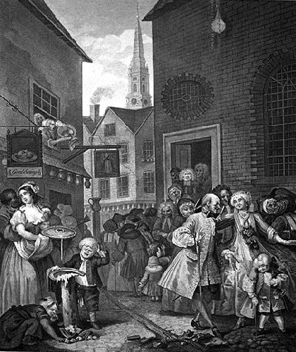 Between 50,000 and 80,000 of these committed Calvinists settled in England, with perhaps half this number eventually finding a home in the Greater London area. Because emigration was illegal under French law, many came with few resources, buoyed up only by strongly felt religious conviction. At the same time many of the refugees possessed skilled trades associated with weaving, clockmaking and financial services. There was also a large number of intellectuals Alphonse Daudet, William Hogarth, Times Of The Day, St Giles, Salou, British History, Caricatures, Art Reproductions, Photographic Prints