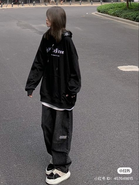 Oversized Hoodie Outfit Korean, Oversized Hoodie Outfit Aesthetic, Hoodie Outfit Korean, Black Outfit Korean, Hoodie Outfit Aesthetic, Black Hoodie Outfit, Outfits To Wear To School, Oversized Hoodie Outfit, Neat Casual Outfits