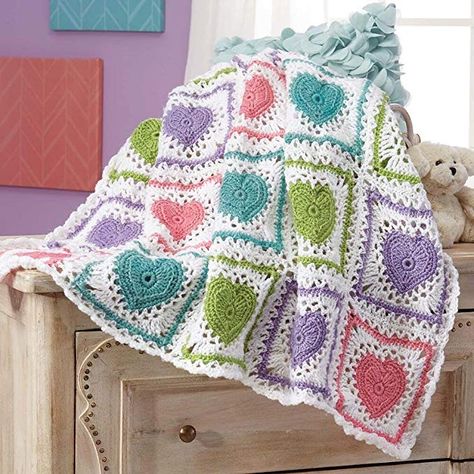 Herrschners®️️ Loving Hearts Baby Blanket Crochet Afghan Kit #crochet #crochetpattern #Affiliate Crochet Ripple Baby Blanket, Crocheted Accessories, Crochet Heart Blanket, Crochet Baby Projects, Crochet Baby Photo Prop, Granny Square Quilt, Crochet Hearts, Crocheting Patterns, Crochet Heart Pattern