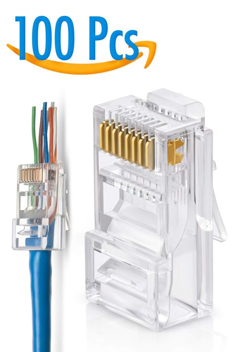 RJ45 Cat5 Cat5e Pass Through Connectors Pack of 100 EZ Crimp Connector UTP Network Unshielded Plug for Twisted Pair Solid Wire Solid Wire, Twisted Pair, Network Cable, Network Cables, Space Exploration, Cable, Free Delivery, Quick Saves