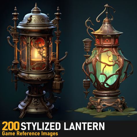 Lantern Concept Art, Fantasy Lantern, Prop Concept Art, Environmental Concept Art, Halloween Lantern, Game Animation, Props Concept, Pirate Games, 3d Modeling Tutorial