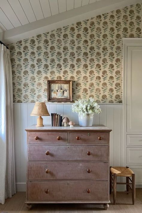 Cottage Nursery, Amber Lewis, Interior Wallpaper, Nursery Room Inspiration, Girl’s Room, Amber Interiors, Dresser Decor, Big Girl Rooms, My New Room