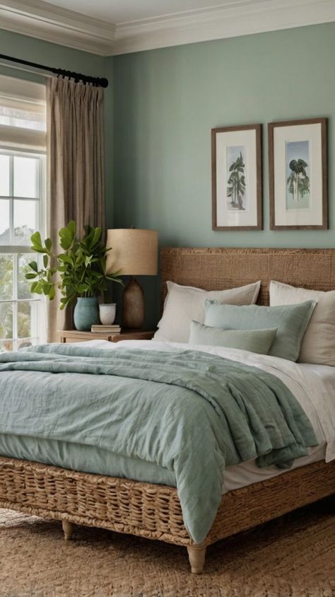 Irish Bedroom, Blue Green Bedrooms, Coastal Bedroom Ideas, Coastal Ideas, Cozy Fall Bedroom, Oak Bedroom, Fall Bedroom, Coastal Bedrooms, Coastal Bedroom