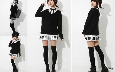 Cute Piano Skirt! Pianists, this one's for you. Piano Skirt Outfit, Pianist Outfit, Piano Outfit, Piano Clothes, Piano Skirt, Cute Piano, Piano Dress, Skirt Aesthetic, 2013 Fashion