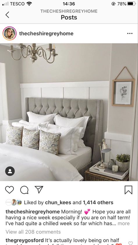 Bedroom Panelling, Greige Bedroom, Bedroom Panel, Loft Conversion, Gray Bedroom, Grey Bedding, Main Bedroom, Room Inspiration Bedroom, New Room