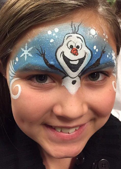 Olaf! -- from Frozen                                                                                                                                                      More Disney Face Painting, Frozen Face Paint, Bodysuit Tattoos, Christmas Face Painting, Frozen Face, Girl Face Painting, Face Painting Tutorials, Princess Face, Face Painting Easy