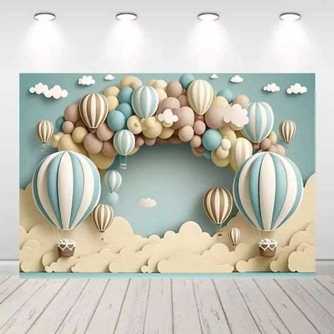 Purchase Hot Air Balloons Banner, Clouds, Pastel Colors Printed Backdrop, Photographers Vinyl Banner, Photoshoot Background, Photography Poster Studio Props