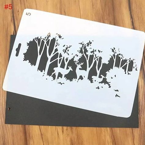 Forest Stencil, Deer Stencil, Stenciled Wall Decor, Wall Stencils Diy, Bullet Journal Stencils, Deer Forest, Mandala Stencils, Deer Pattern, Glitter Crafts