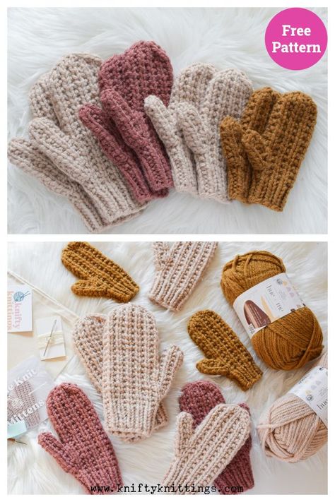 Waffle Stitch Mittens Free Knitting Pattern Knitted Mitten Patterns Free, Knit Hat Scarf Mitten Pattern, Worsted Weight Mittens Pattern Free, Mitten Knitting Patterns Free, Free Mitten Knitting Patterns, Mitten Knitting Pattern, Knitted Mittens Pattern, Yarn Basket, Knitted Mittens