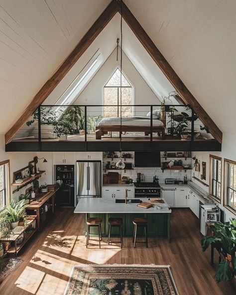 Tiny House Big Windows, Living In A Small House, Converted Barn Homes, A Frame Cabin Plans, Tiny House Luxury, House Big, A Small House, Tiny House Inspiration, Aesthetic Room Ideas