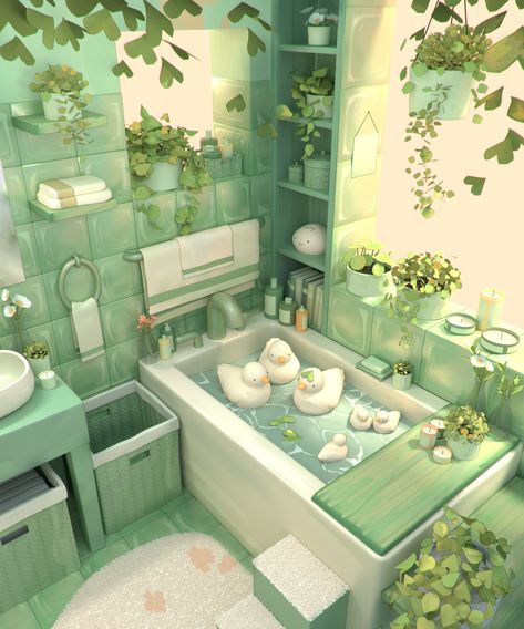 Very Cute Wallpapers, Duck Bathroom, Bathroom Cute, Kawaii Green, Duck Wallpaper, Duck Art, Flower Texture, Cute Clay, Pink Wallpaper Iphone