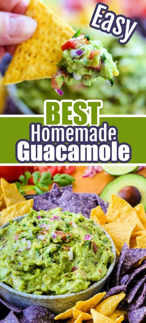 This homemade Guacamole Recipe made with avocados, tomato, lime, cumin, and onion will have you coming back for more. It’s a delicious and easy appetizer, a fun party food or just a simple afternoon snack. Bring on the chips and make sure you have plenty of them because this dip will be gone in a flash! Best Homemade Guacamole, Homemade Guacamole Recipe, Paleo Appetizers, Guacamole Recipe Easy, Salsa Guacamole, Guacamole Dip, Best Guacamole Recipe, How To Make Guacamole, Easy Guacamole