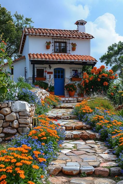 Tiny House Spanish Style, Balkan House, Country Cottage Living, Cabin Style Homes, Cute Little Houses, Mediterranean Architecture, Best Tiny House, Beach Cabin, South Of Spain