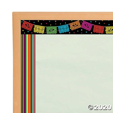 Double-Sided Fiesta Bulletin Board Borders | Oriental Trading Rainbow Bulletin Boards, Bulletin Borders, Bulletin Board Borders, Fiesta Theme, Candle Shapes, Cork Board, Colorful Design, Border Design, Party Balloons