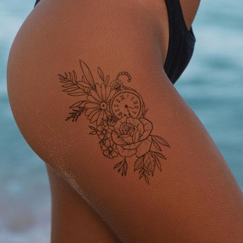 Fleurs et montre de poche Tattoo Bein Frau, Petite Tattoos, Layers Of Skin, Mandala Tattoo, New Tattoos, Cool Tattoos, Natural Ingredients, Plant Based, Tattoos