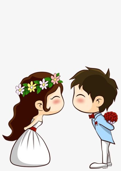 Couple Clipart Cute, Wedding Anime Couple, Married Couple Cartoon, Married Cartoon, Marry Couple, Wedding Couple Clipart, Cute Couple Wedding, Lovers Cartoon, Bride And Groom Cartoon