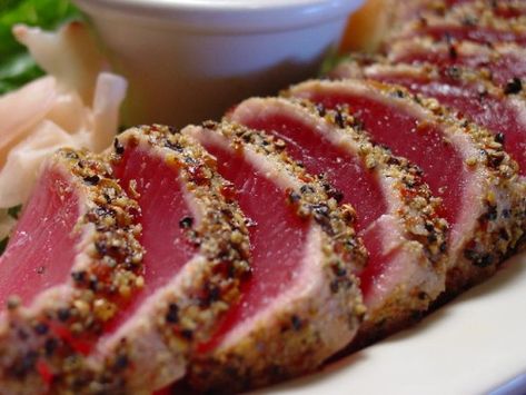 Tuna Steak in the Air Fryer - Airfryers Online Air Fryer Tuna Steak, Cooking Ahi Tuna, Seared Ahi Tuna Recipe, Steak In The Air Fryer, Air Fryer Tuna, Tuna Steak Recipe, Ahi Tuna Steak Recipe, Healthy Steak Recipes, Ahi Tuna Recipe